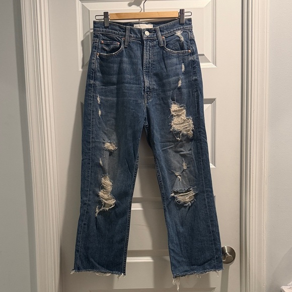 MOTHER Denim - MOTHER distressed and cropped high-waisted Study Hover